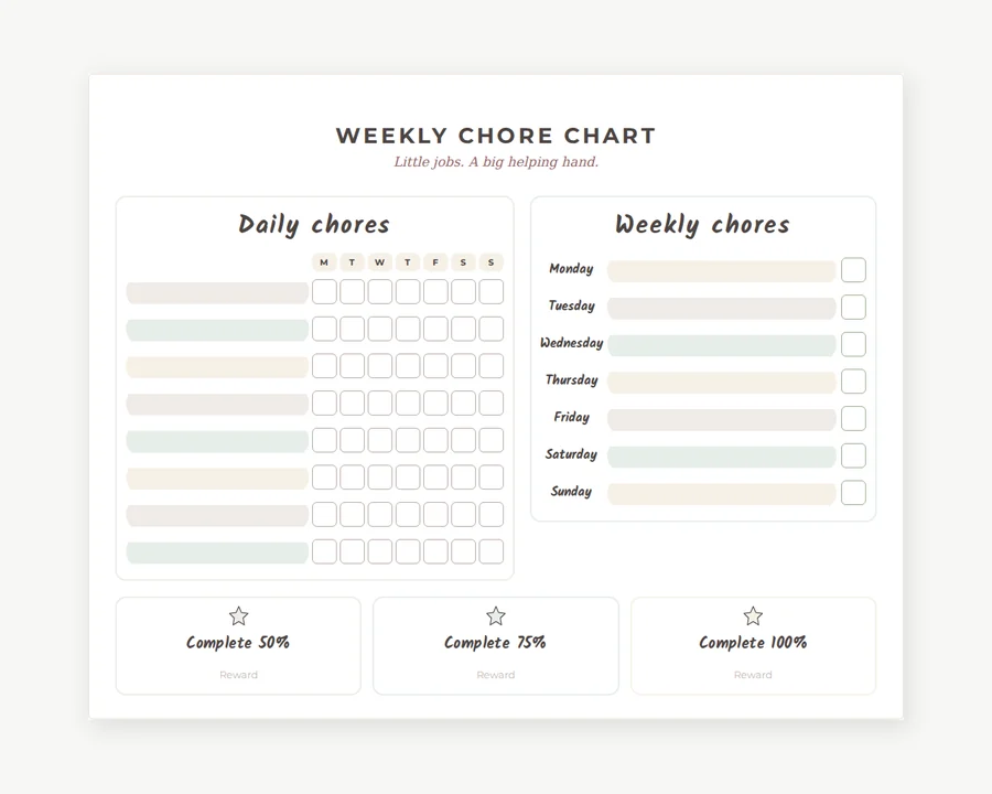 Preview of Chore chart by age.