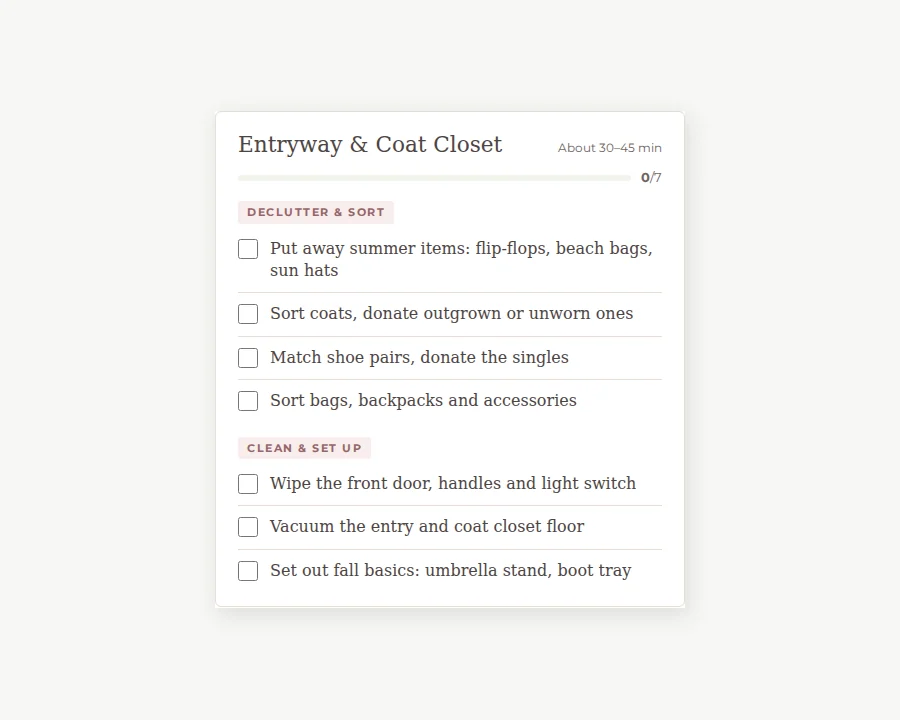 Preview of Fall cleaning checklist, an on-screen checklist.