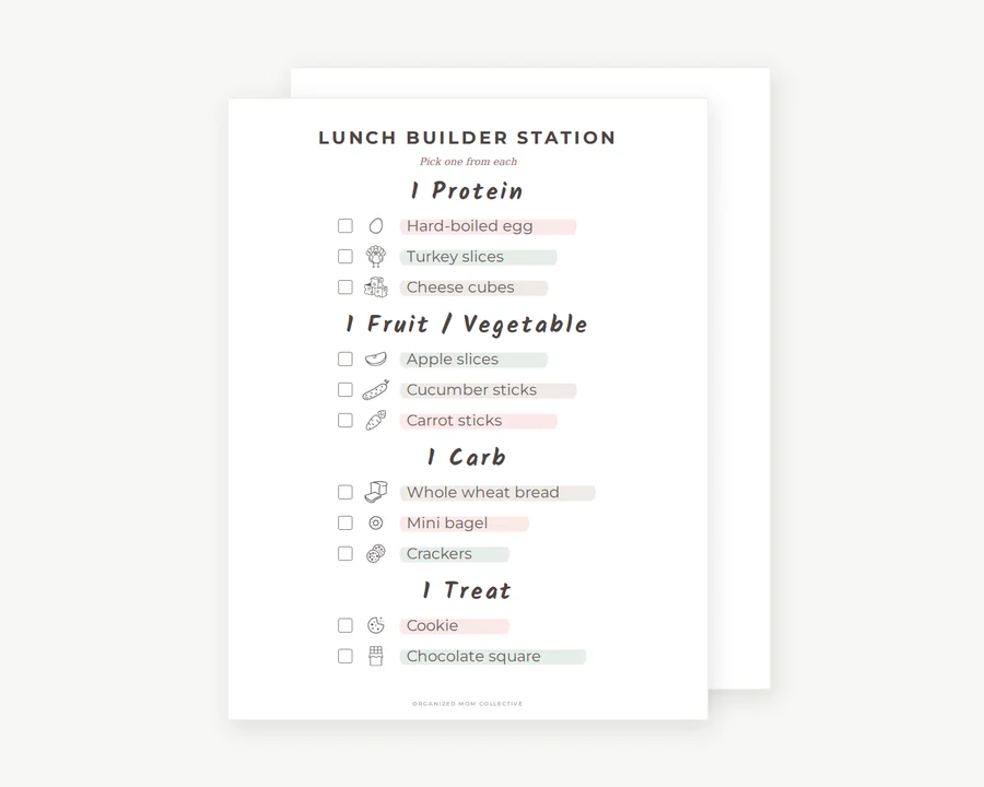 Preview of Lunch & snack station.